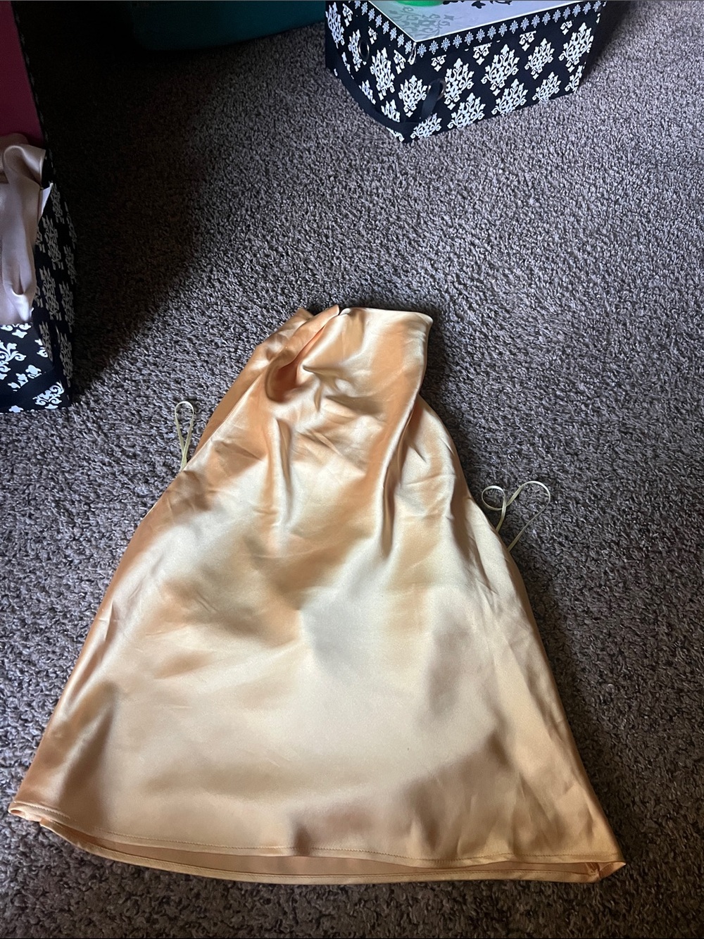 Zara Satin Cowl Neck Mini Dress in Pale Gold